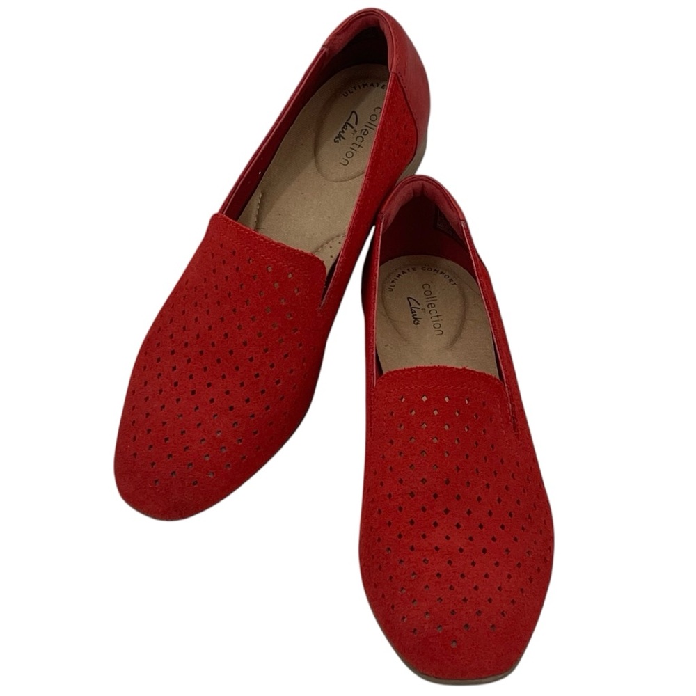 Collection by Clarks Juliet Hayes Red Suede Perforated Loafers